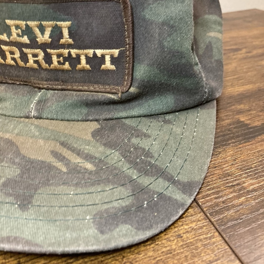 Vtg Levi Garrett Camo Patch Snapback Hat Thrashed Distressed - Picture 3 of 11